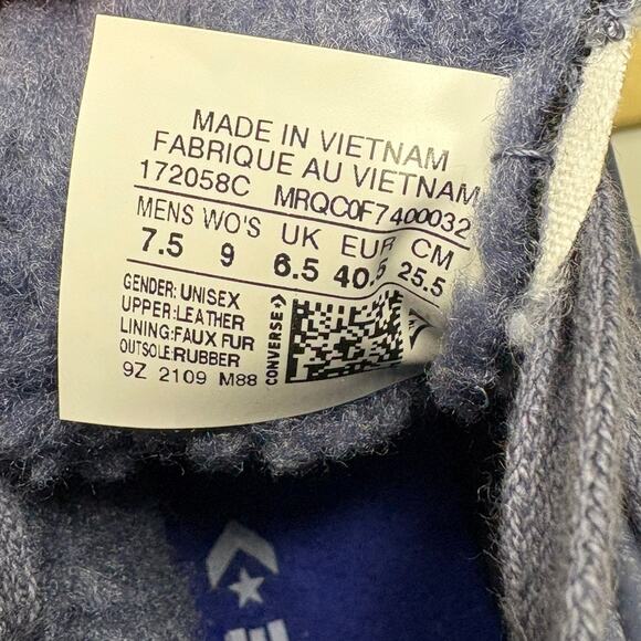 Converse Run Star Hike Hi Leather Sherpa Cozy Blue Unisex Sneakers M/7.5 W/9 - Picture 8 of 8